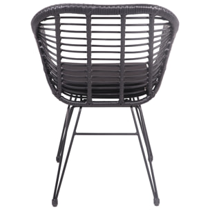 Lot de 2 fauteuils en rotin synthétique noirs avec coussins CINTA