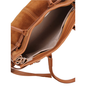 Borsa a spalla da donna Made in Italy - Modello Novara Ultra - Pelle scamosciata - 31.5 x 20.0 x 14.0 cm