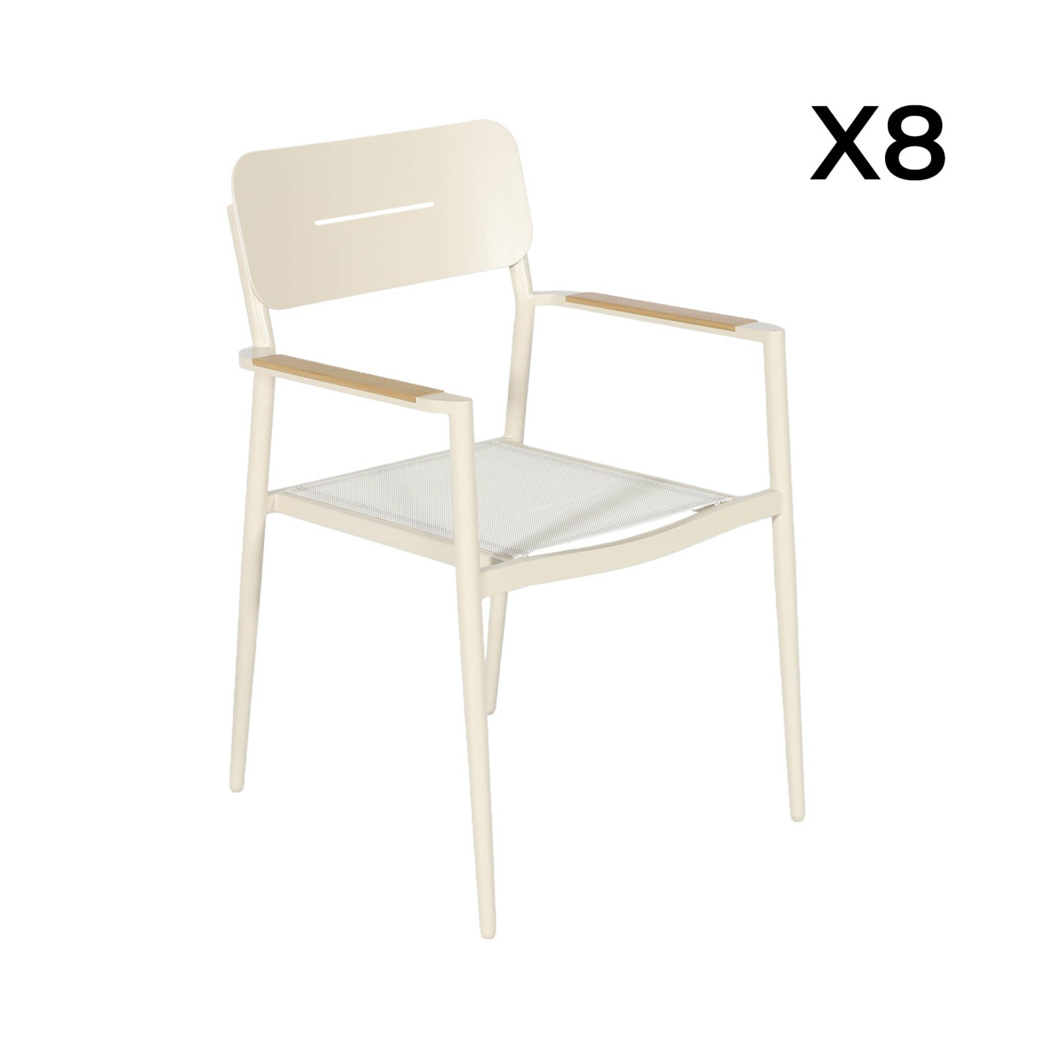 Table de jardin aluminium + 8 assises ELINA + FIRA