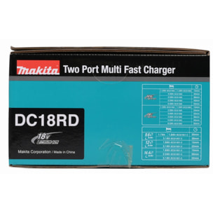 Cargador rápido DC18RD para 2 baterías de Li-ion 14.4V a 18V MAKITA - 196933-6