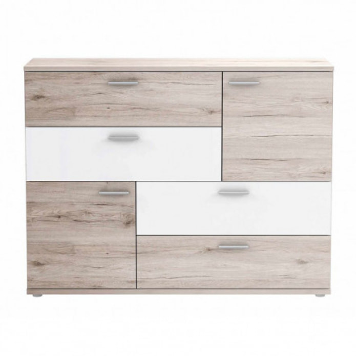 Commode 2 portes 4 tiroirs en bois - 5 coloris - SKY