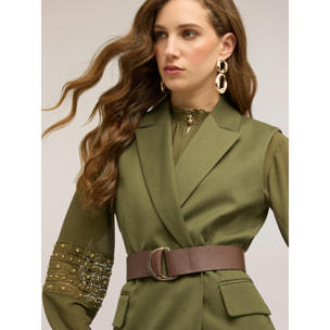 Motivi - Gilet in poliviscosa con cintura - Verde militare