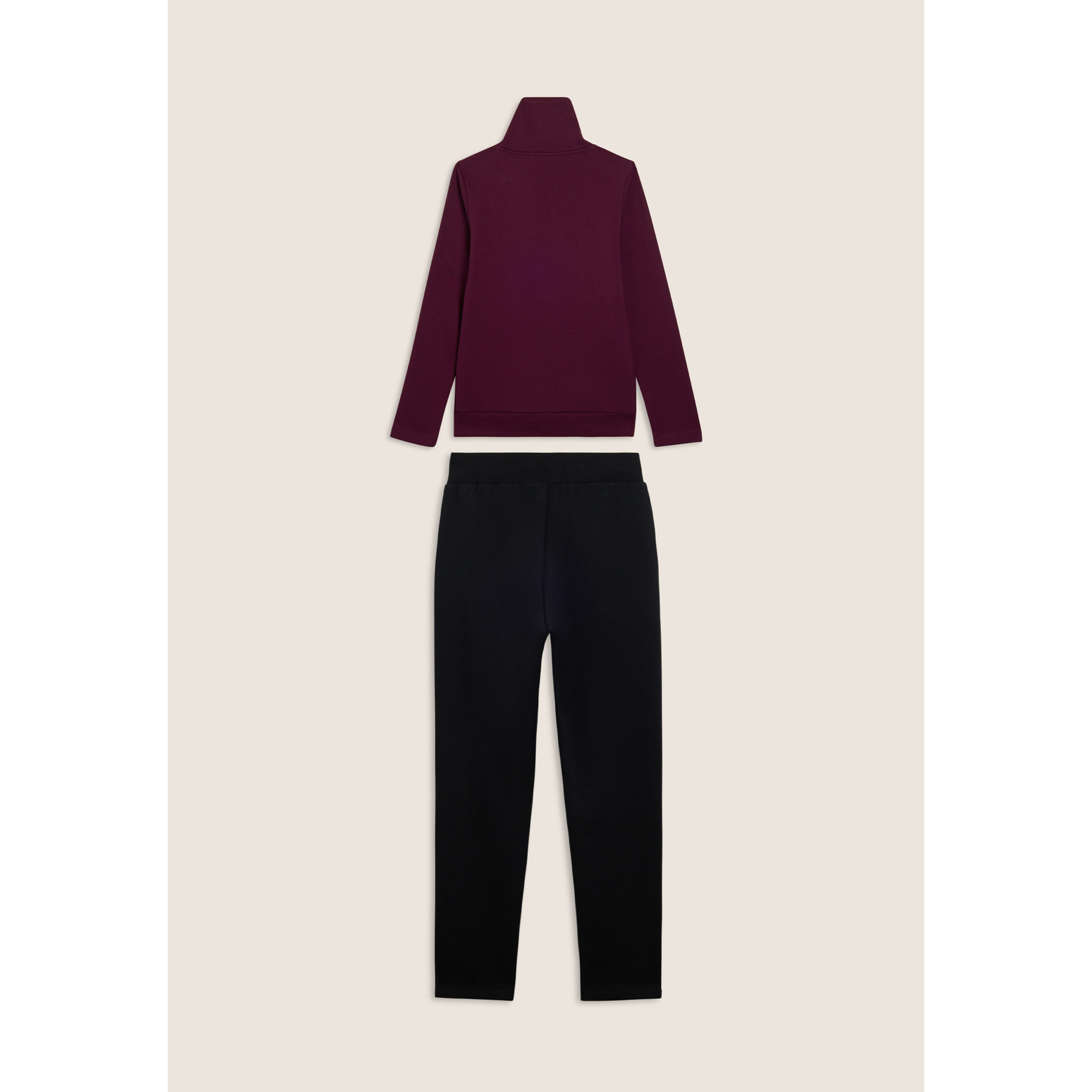 Tuta sportiva collo alto con scritta in strass