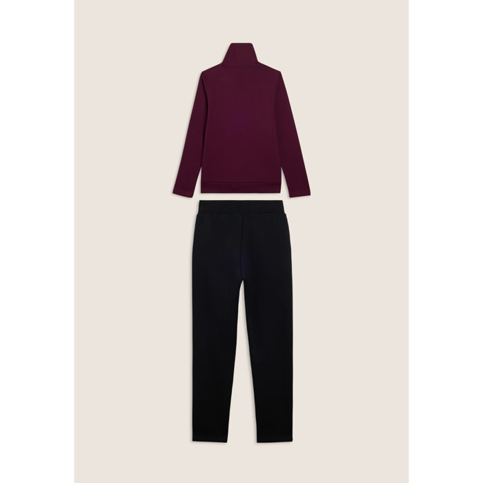 Tuta sportiva collo alto con scritta in strass