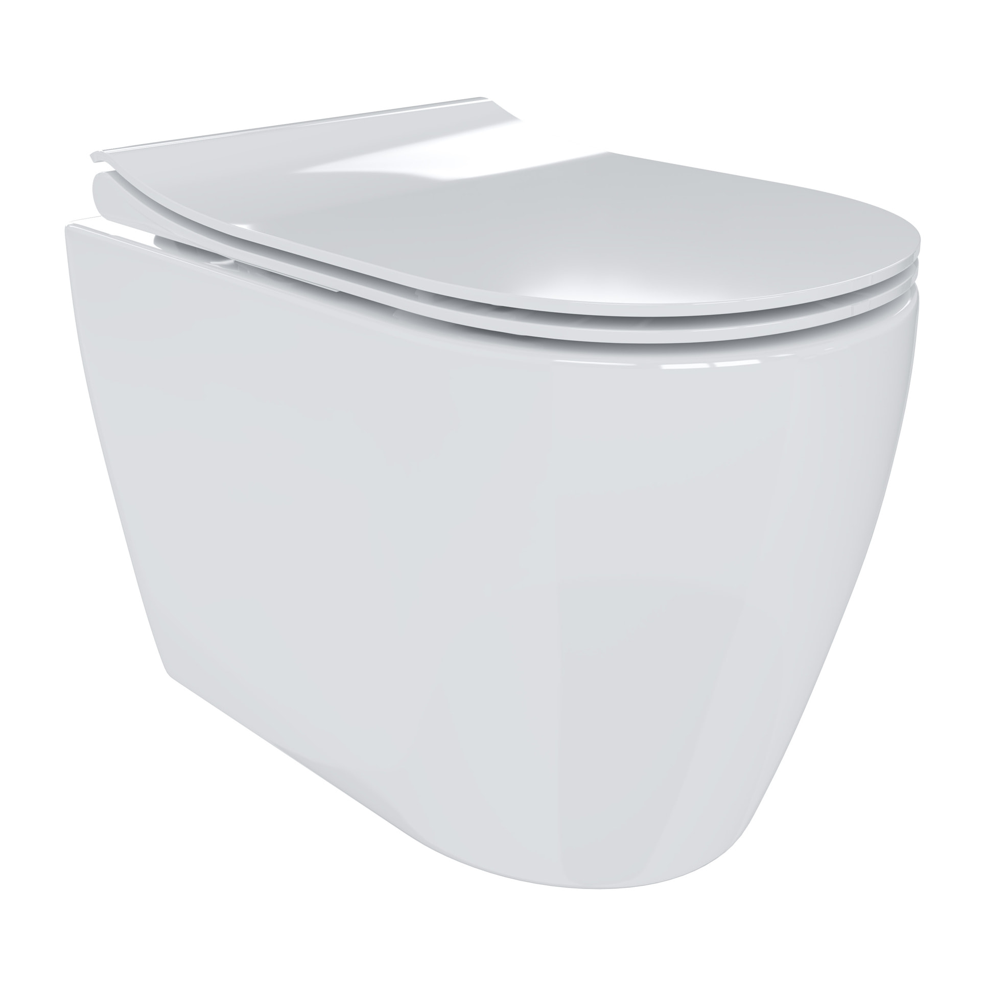 Coppia Sanitari Filomuro Filo Muro Filo Parete Vaso WC E Bidet Design Moderno In Ceramica Copriwater Chiusura Soft Close Rallentata Bianco Lucido