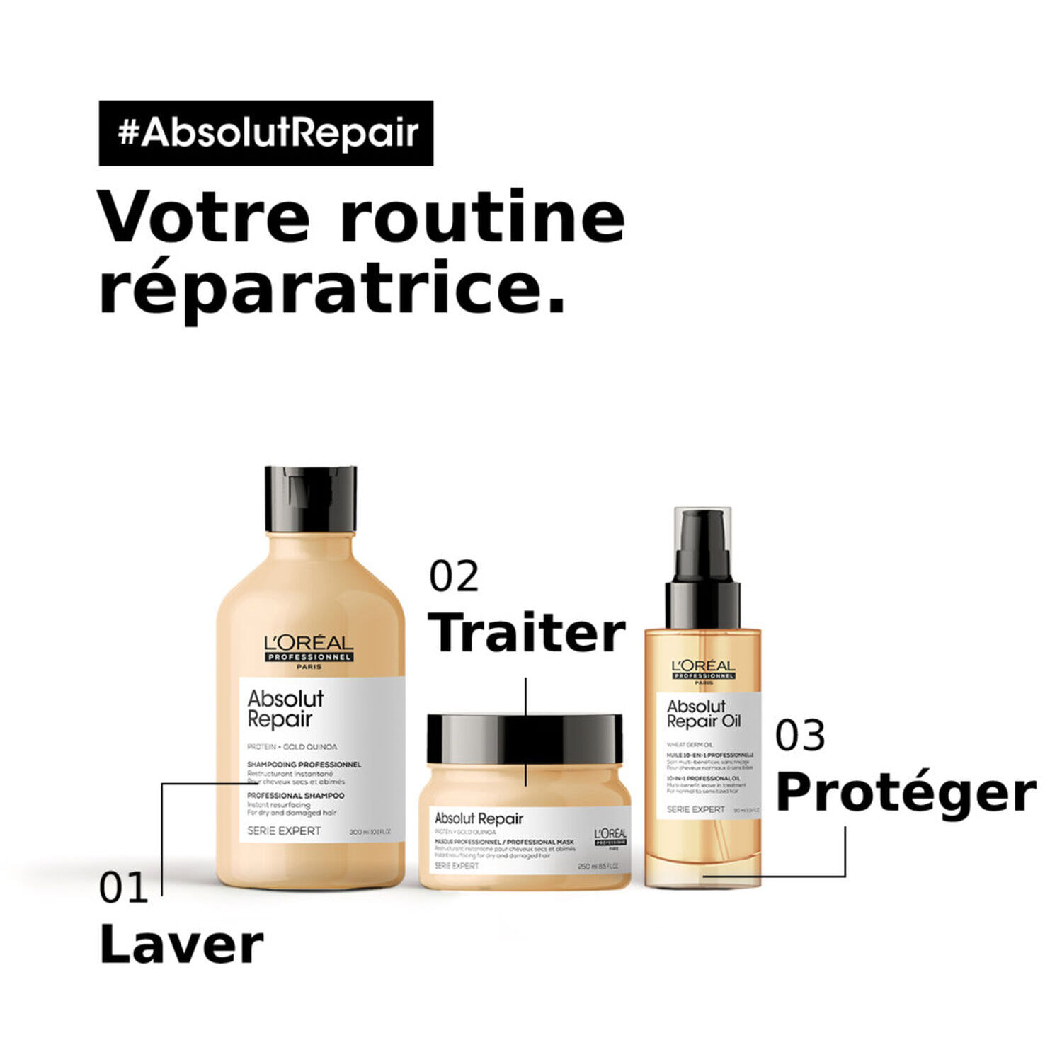 Série Expert Absolut Repair - Masque Restructurant Réparateur - cheveux secs et abîmés 250 ml