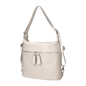 Borsa a spalla convertibile in zaino Bianca da donna In Vera pelle Made in Italy 30x26x9 cm
