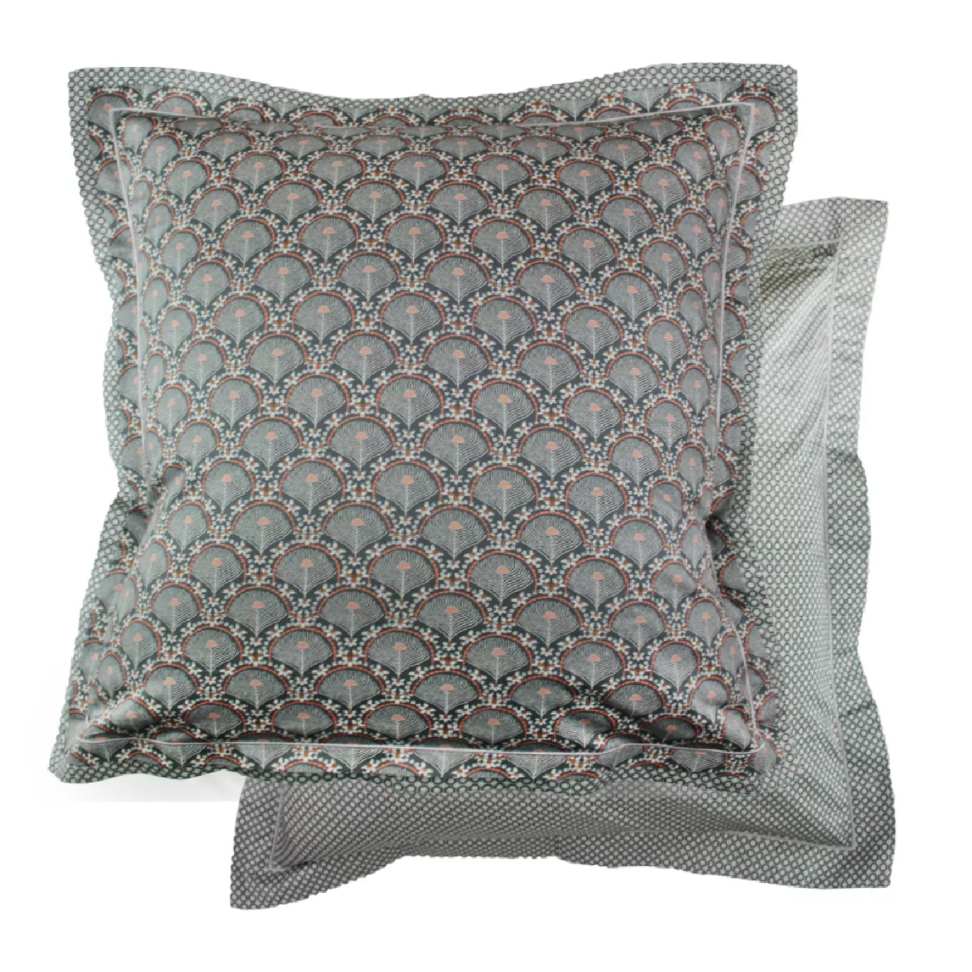 Taie d'oreiller satin de coton imprimé anthracite Dolce vita anthracite