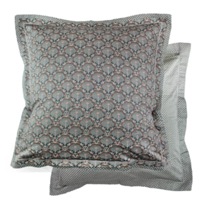 Taie d'oreiller satin de coton imprimé anthracite Dolce vita anthracite