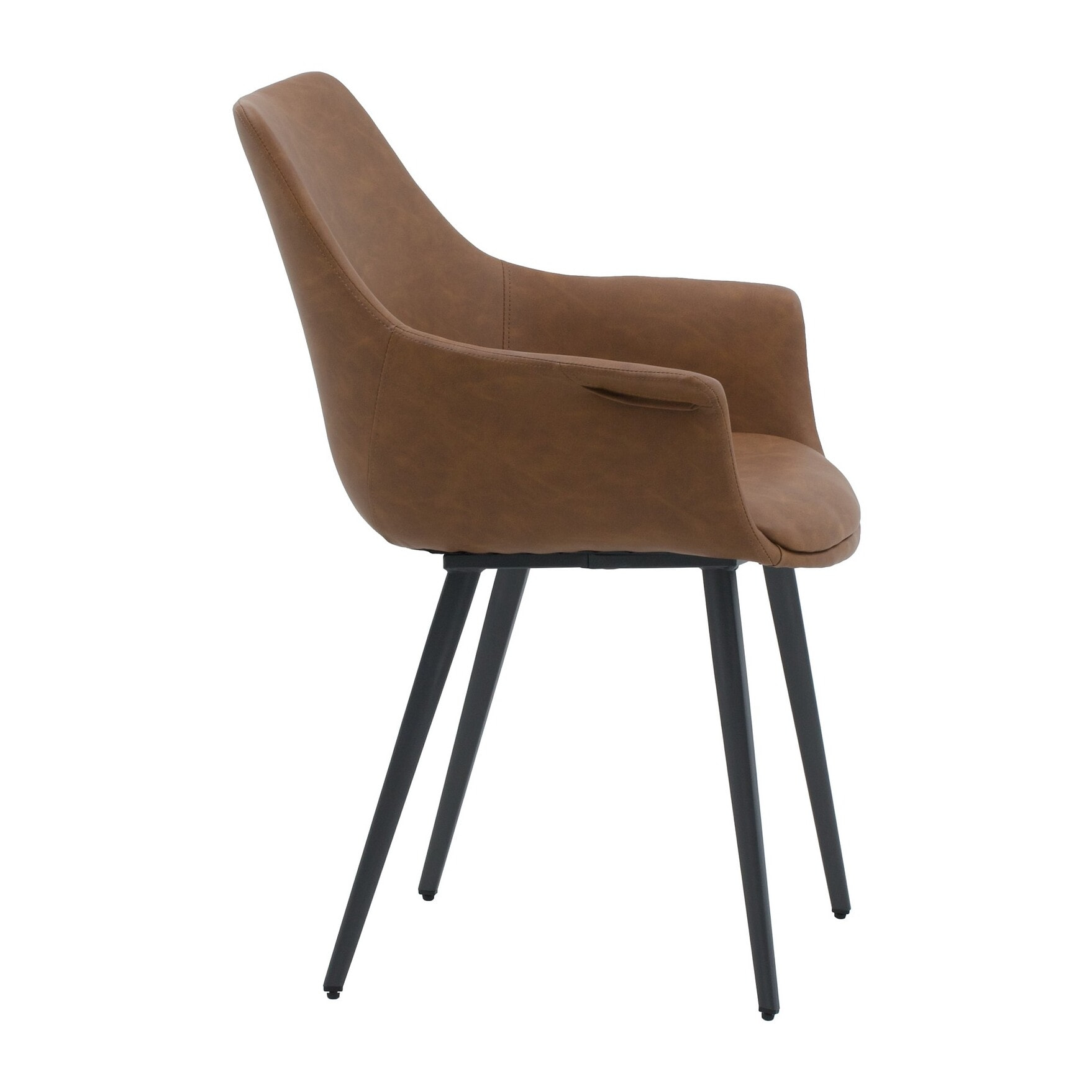 Set di 2 sedie MIRASIERRA in similpelle marrone e gambe in metallo nero, con braccioli