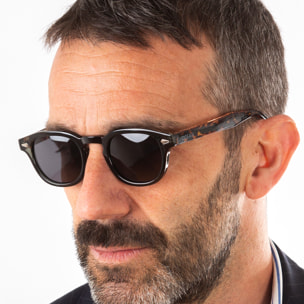 Gafas de sol OCEAN HAMPTON - Azul oscuro / Gris transparente con patillas en carey y lente ahumada