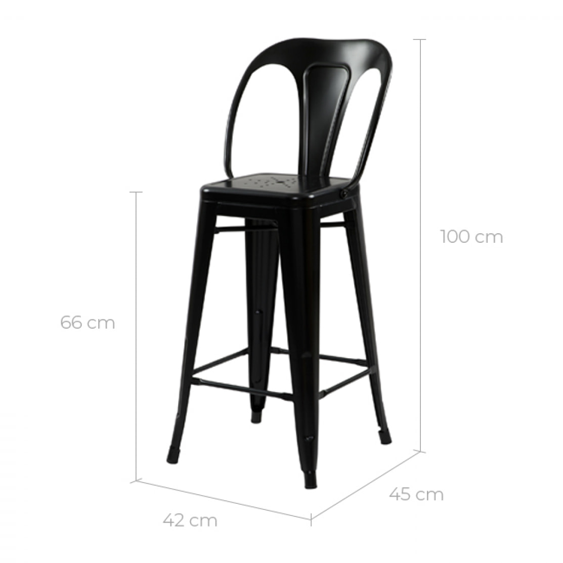 Lot de 2 chaises pour îlot central 67 cm en métal noir mat - Indus