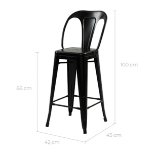 Lot de 2 chaises pour îlot central 67 cm en métal noir mat - Indus