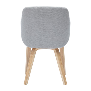Chaise en tissu chenille gris et bois clair EARL