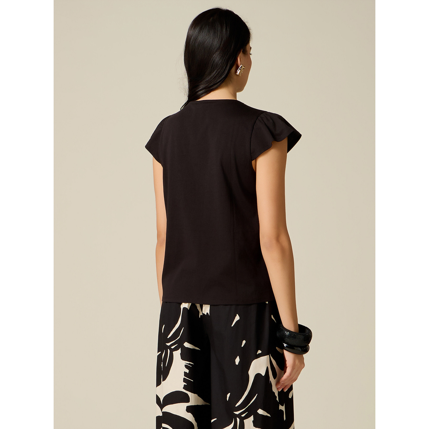 Oltre - T-shirt con ricamo in pizzo - Nero