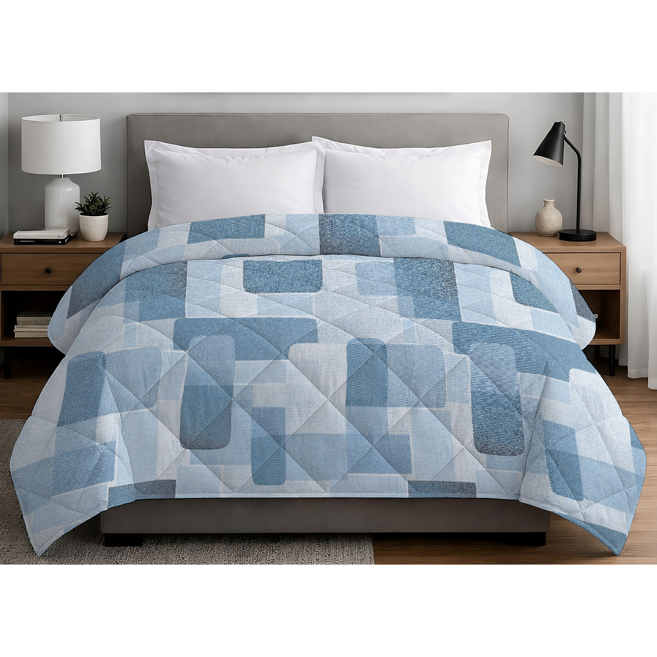 Trapuntino Estivo Leggero 100gr Ideale Primavera/ Estate Disegno Brik Azzurro