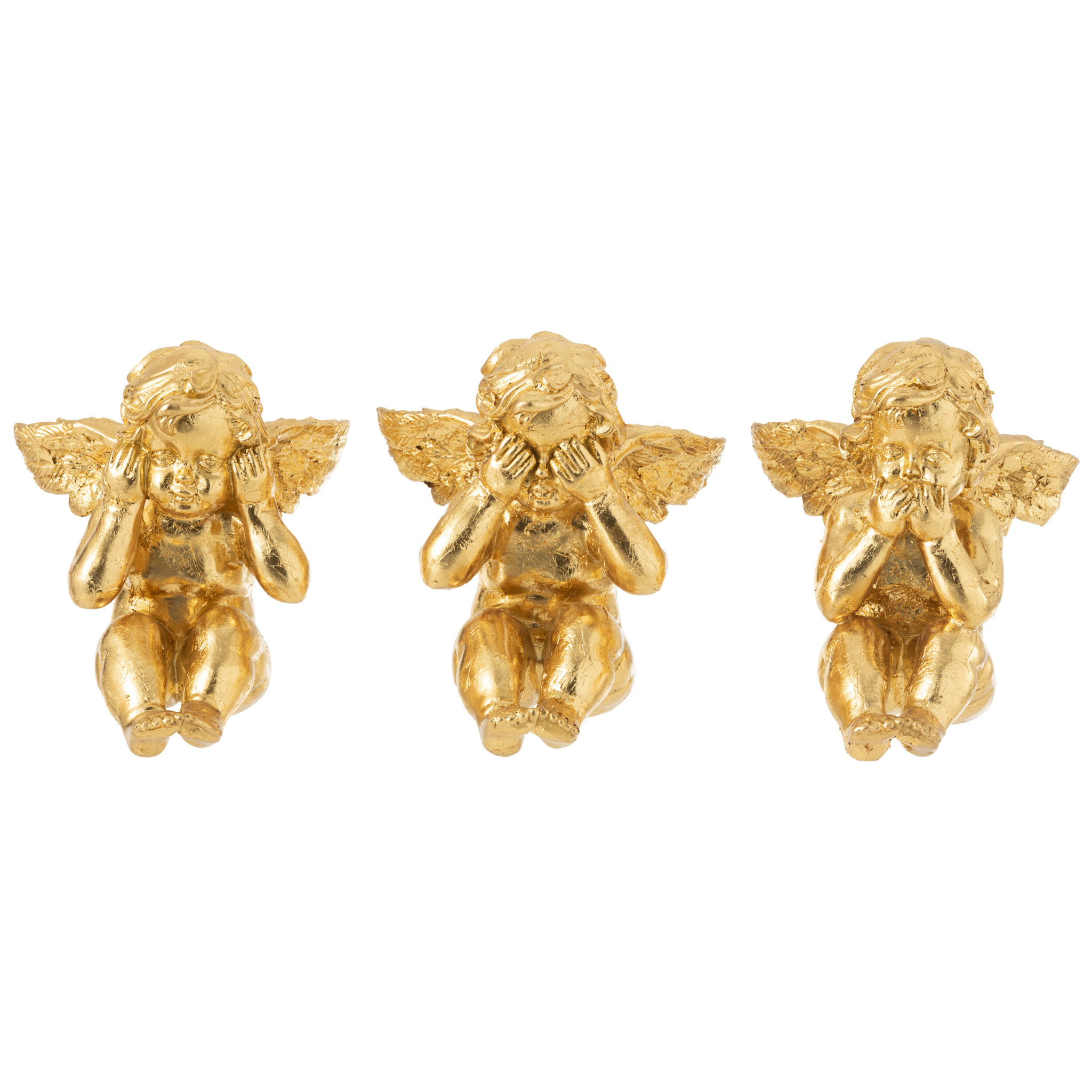 Figurine De Jardin Suricates 'Rien Entendre, Rien Dire' - Groupe De 3 - Polyrésine Peinte à La Main - 19x15 Cm