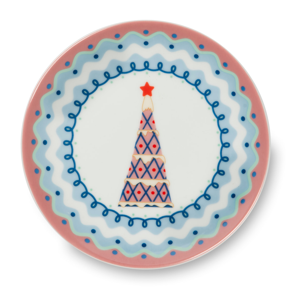 Set de 6 assiettes apéritif Excelsa - Xmas Sweet Pastels, Porcelaine Multicolore