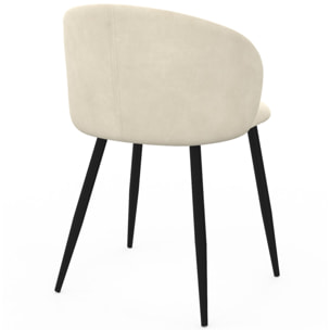 Chaises Léona velours crème pieds métal noirs - lot de 6