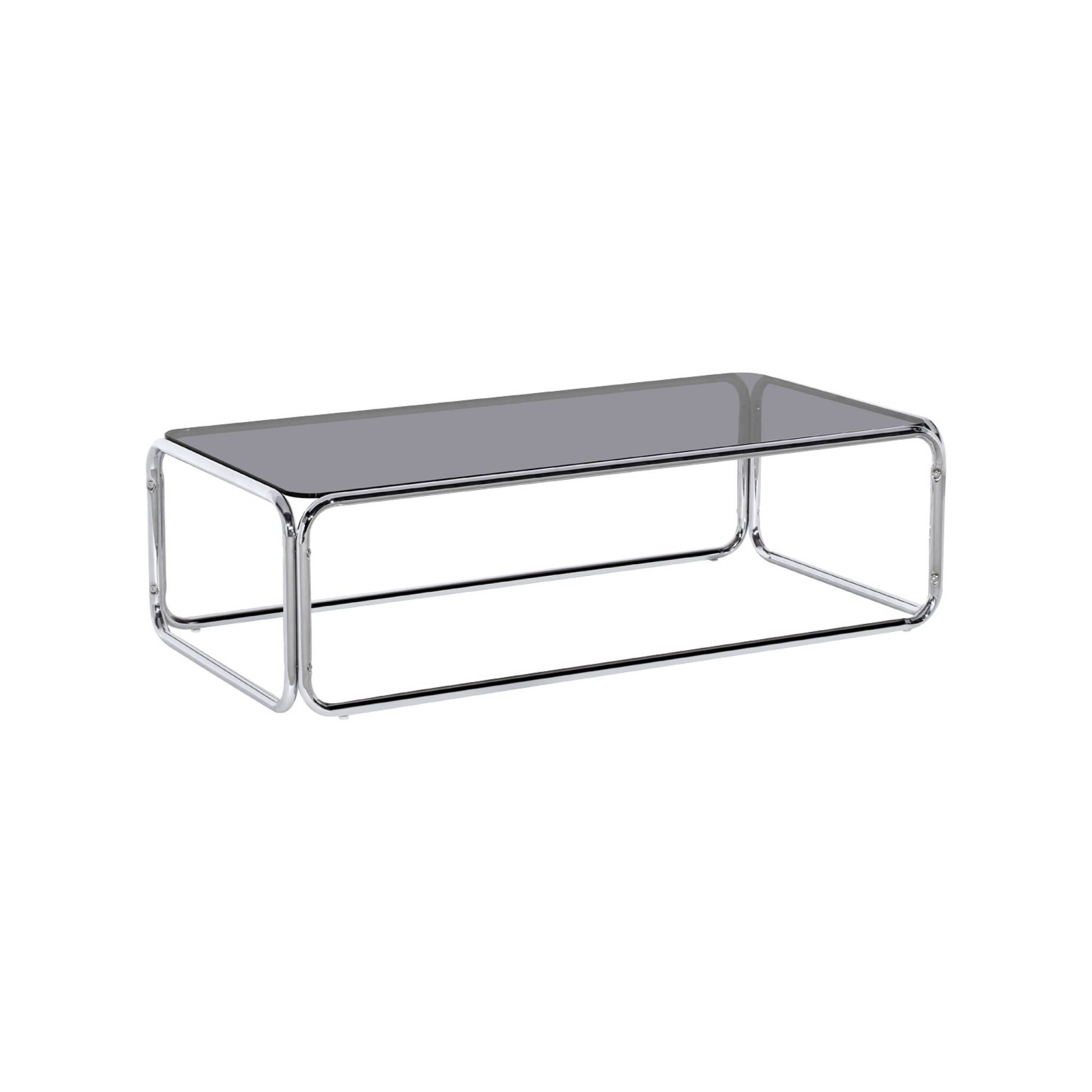 Table basse vintage verre trempé et acier chromé NOLI