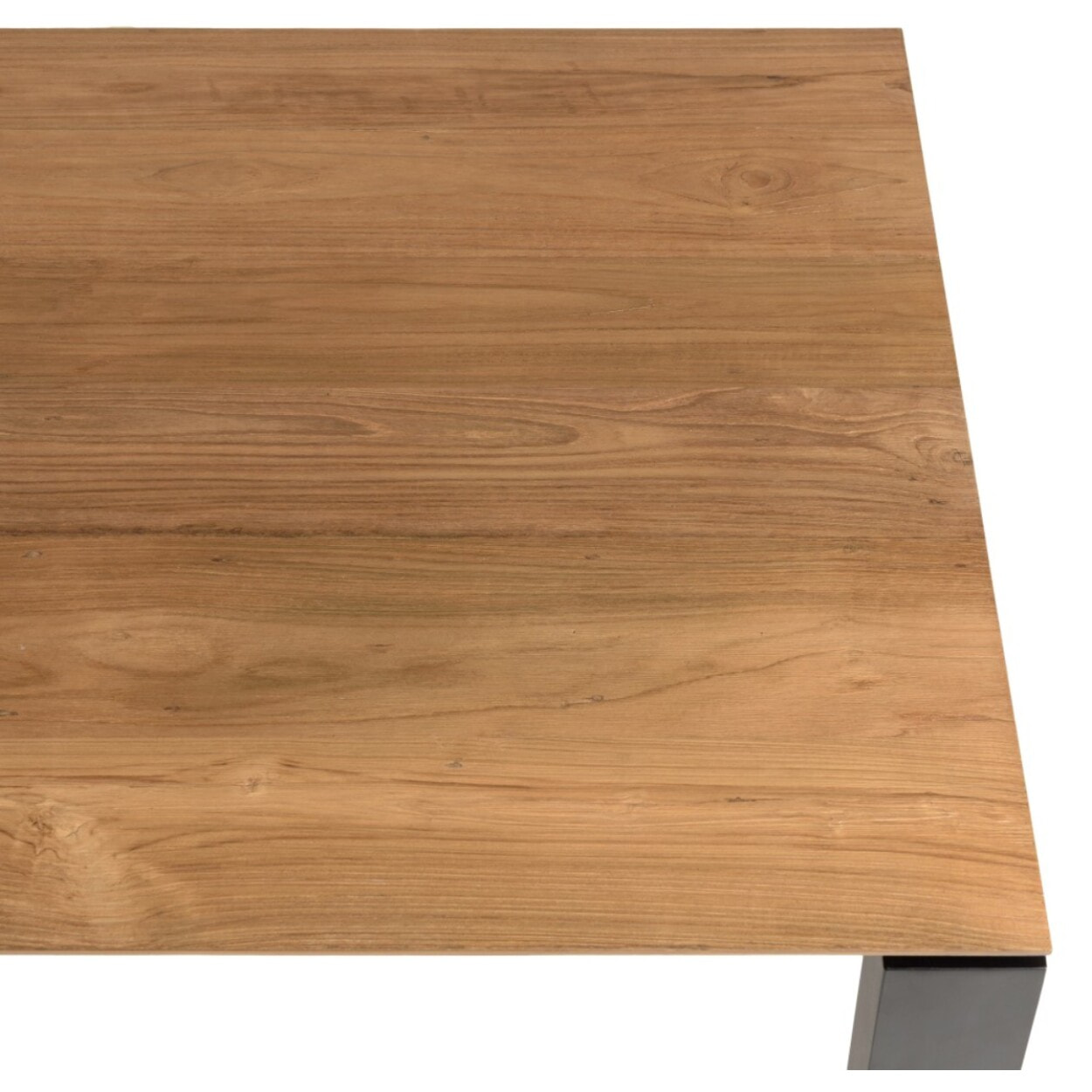 MAXENCE - Table à manger ext. 250/350x100cm teck recyclé pieds métal MAXENCE