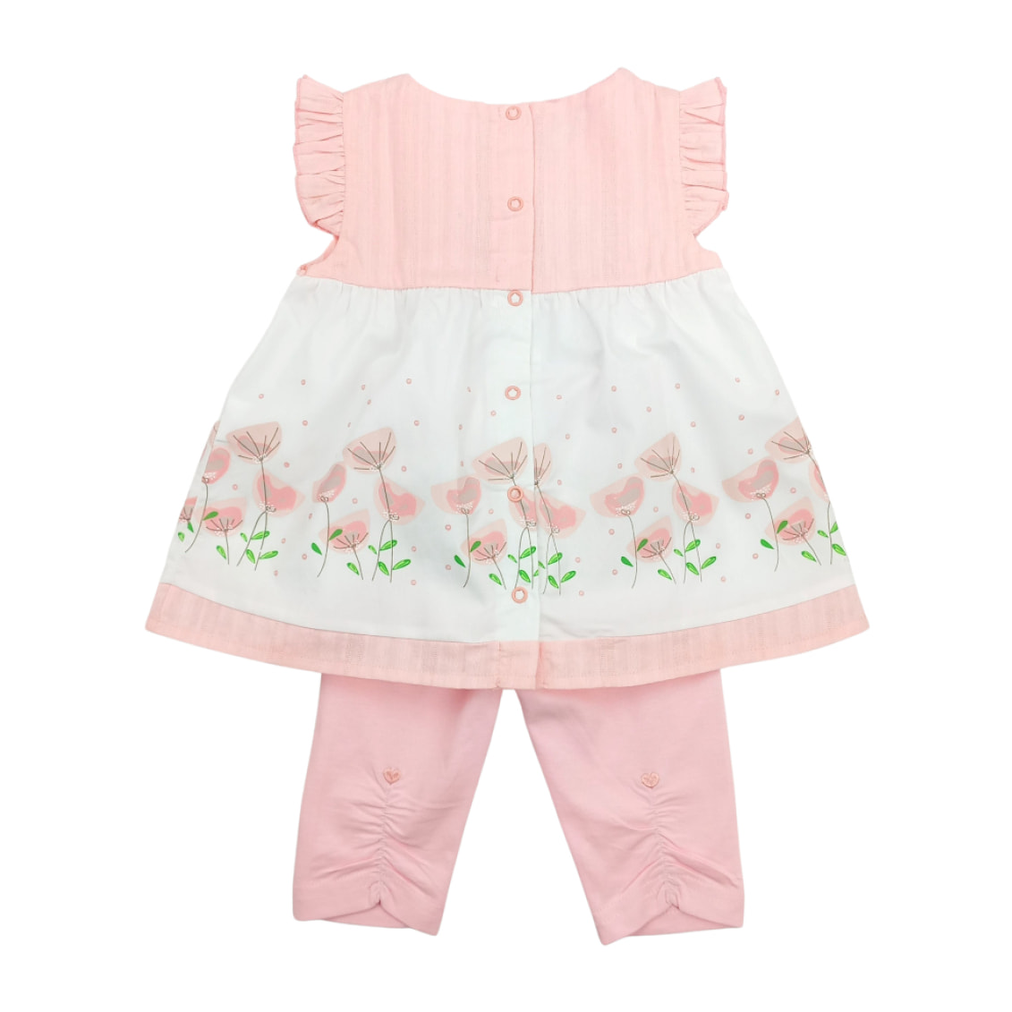 SET TUNICHETTA MUSSOLA STAMPA TULIPANI E LEGGINGS JERSEY ROSA