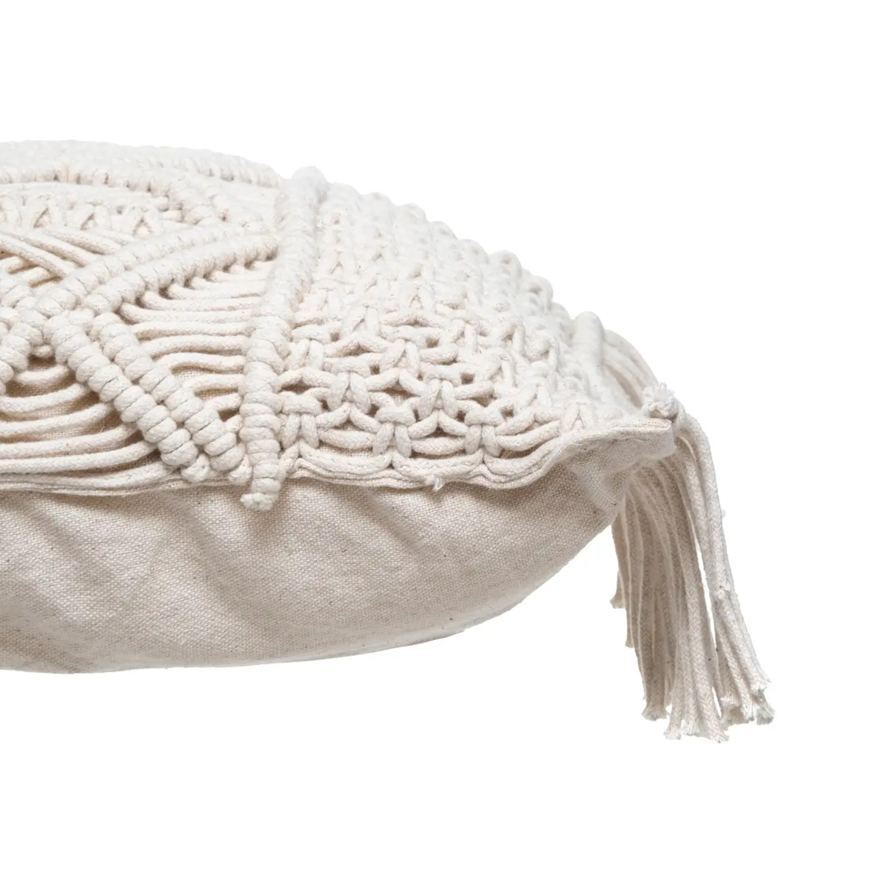 Coussin "Macramé" blanc ivoire 30x50cm