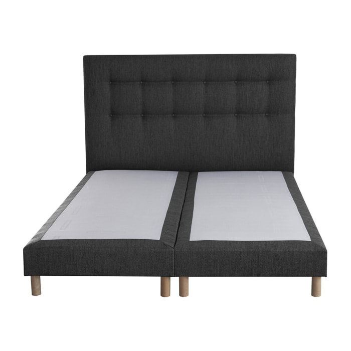 Sommier confort CRÉPUSCULE, durable avec tête de lit capitonnée anthracite