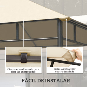 Techo de Repuesto para Cenador, 3x3 m, Cubierta de Repuesto con 8 Orificios de Drenaje, Ventilación y Protección UV, SOLO Toldo de Recambio para Pabellón Gazebo, Blanco Crema