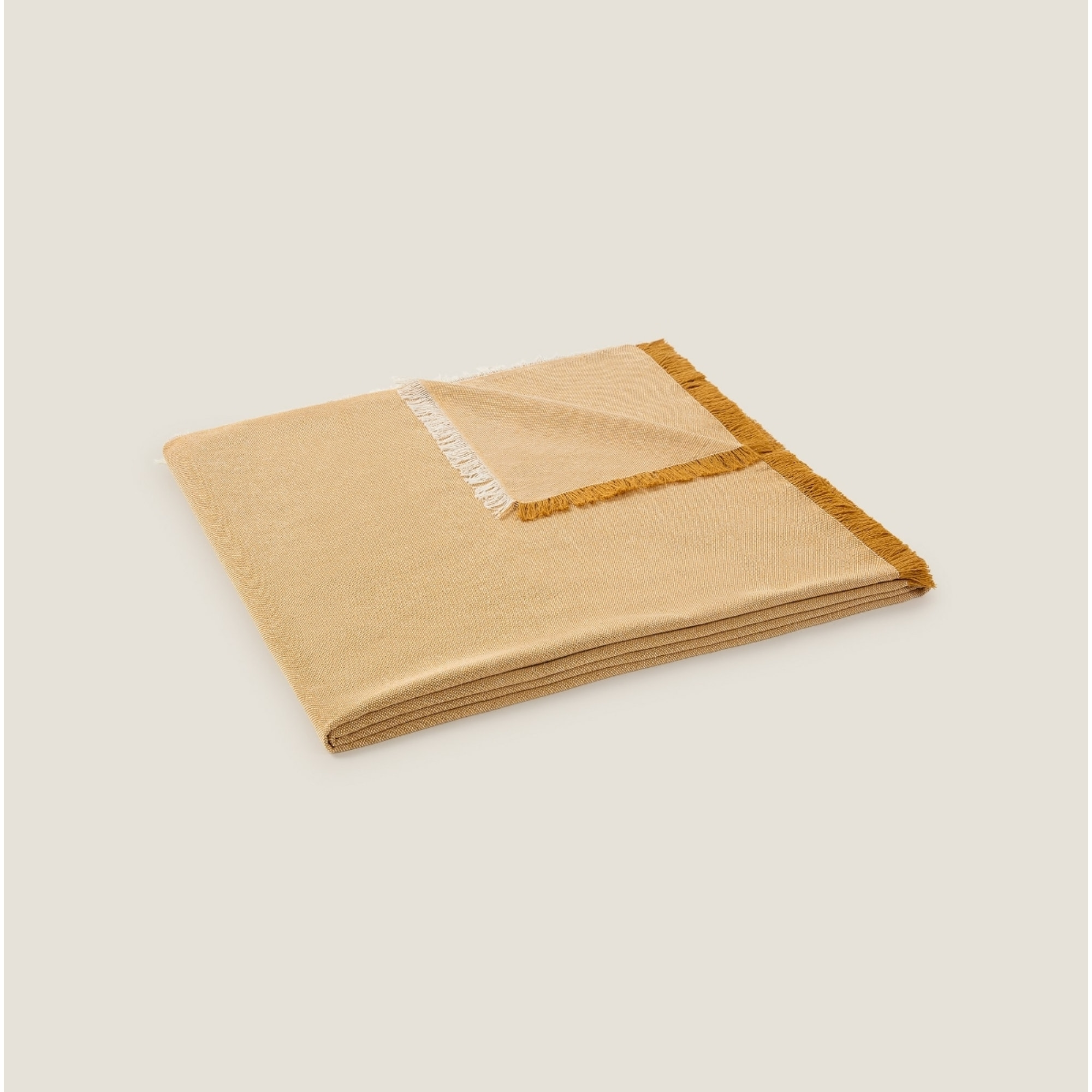 Fular tejido con flecos Chicham color amarillo Hilo reciclado