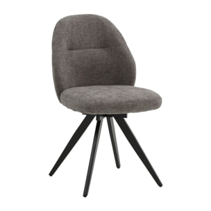 Set di 2 sedie girevoli ZENNENDAL in tessuto grigio e gambe in metallo nero