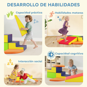 Juego de 6 Bloques de Espuma para Niños, Bloques de Psicomotricidad Infantil con Base Antideslizante, para Niños 0,5 a 6 Años, Set de Escalada para Interior, para Escalar y Gatear, Multicolor