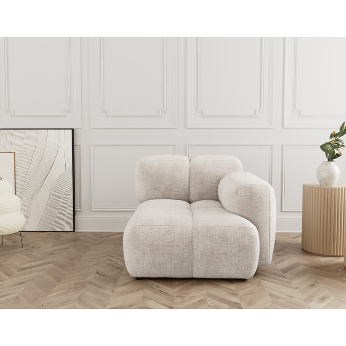 Grace - module d'assise droit en velours texturé - Beige