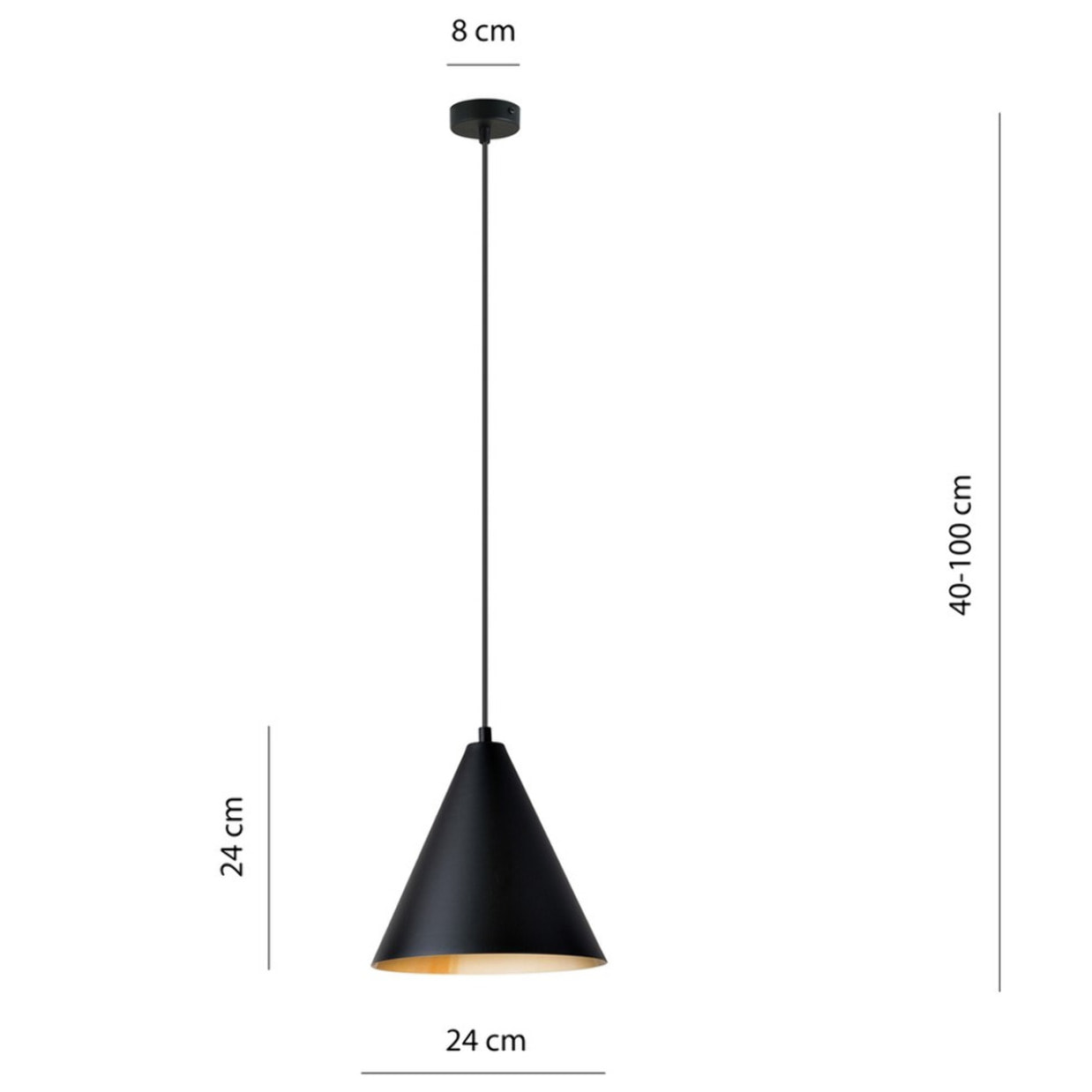 Lampada a sospensione REBEL in acciaio nero e oro