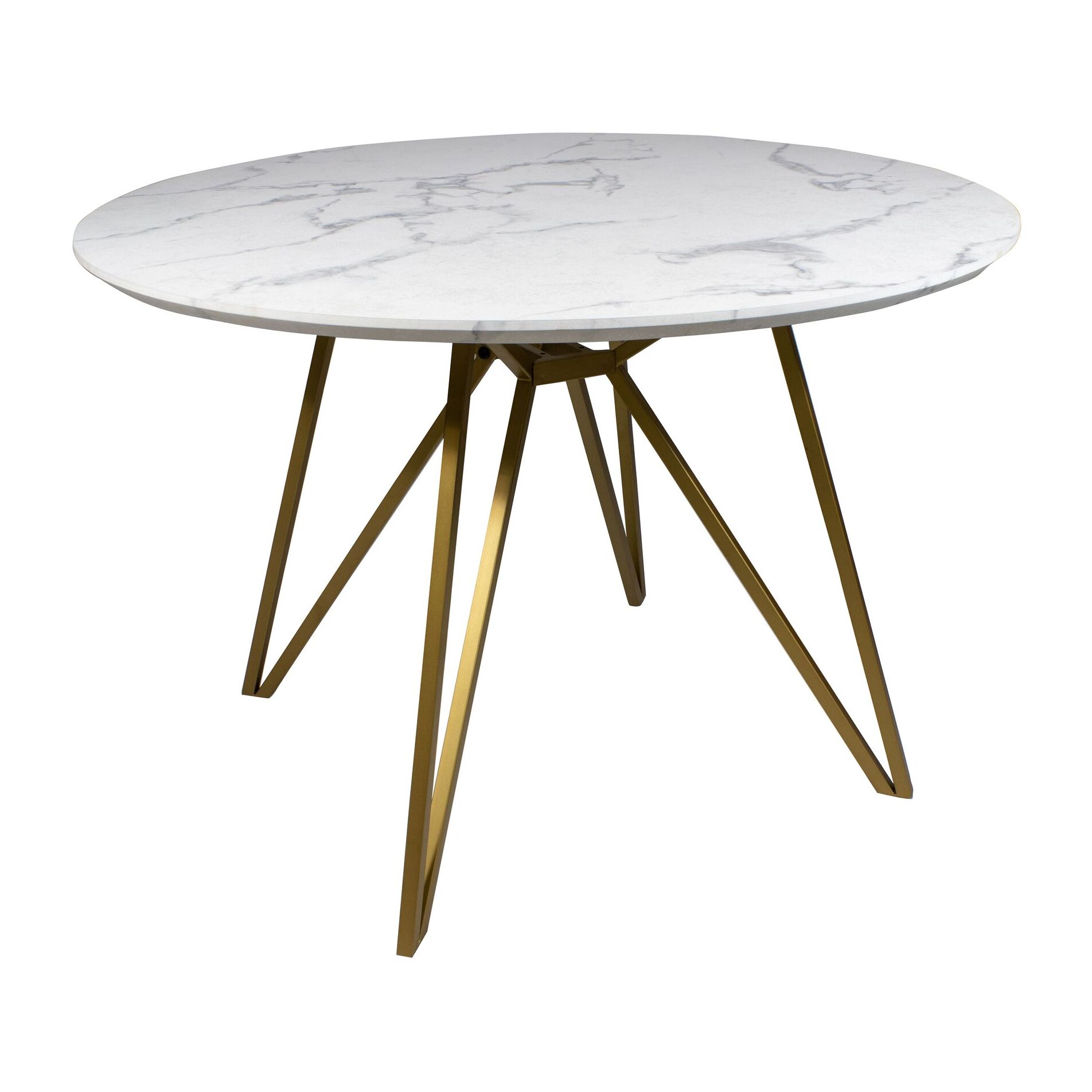 Table effet marbre et pieds en métal doré 100cm HOXTON