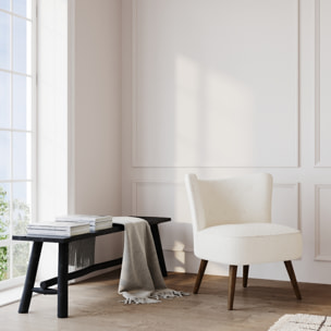 Fauteuil blanc June effet laine bouclette