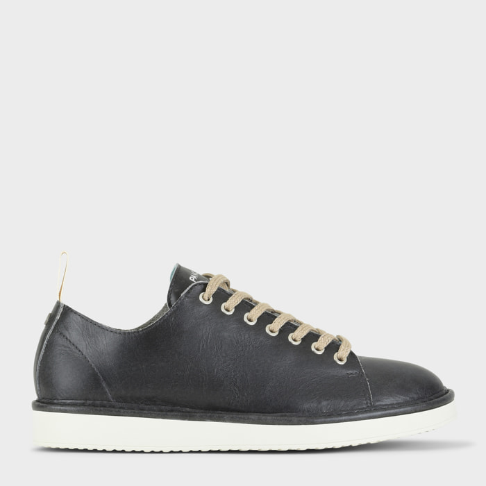 ZAPATO CON CORDONES HOMBRE P01 DE PIEL CON ACABADO AVIATOR NEGRO