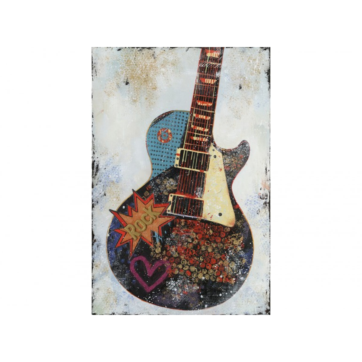 Peinture sur toile cadre décoratif guitare - ROCKY