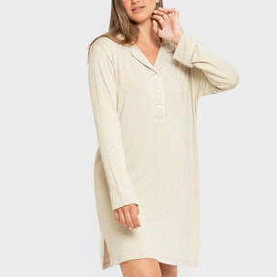 Camicia da notte in maglia di viscosa beige per donna