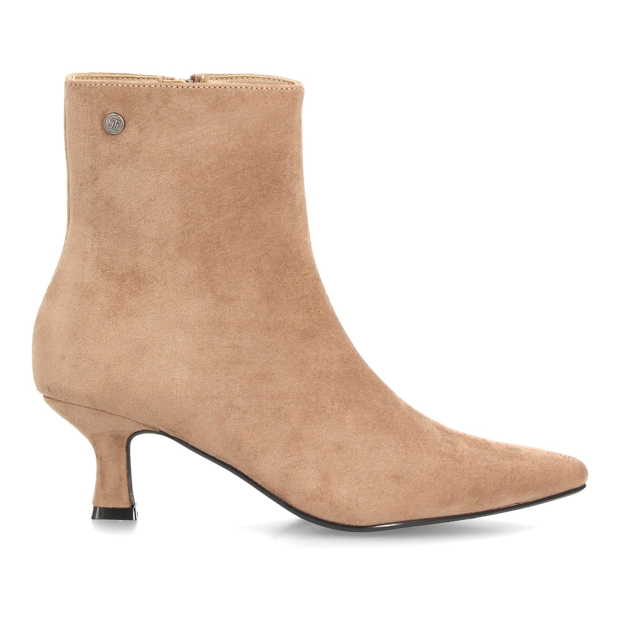 Botin elegante de tacon bajo con cremallera para mujer.