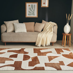 MEMPHIS - Tapis géométrique en polypropylène motif marron