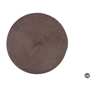 Set 6 tovagliette tonde Excelsa – Round, Polipropilene Marrone