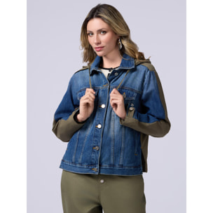 Oltre - Giubbotto denim e cotone - Verde militare