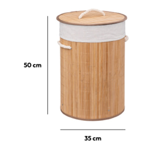 Panier à linge rond 48L Bambou