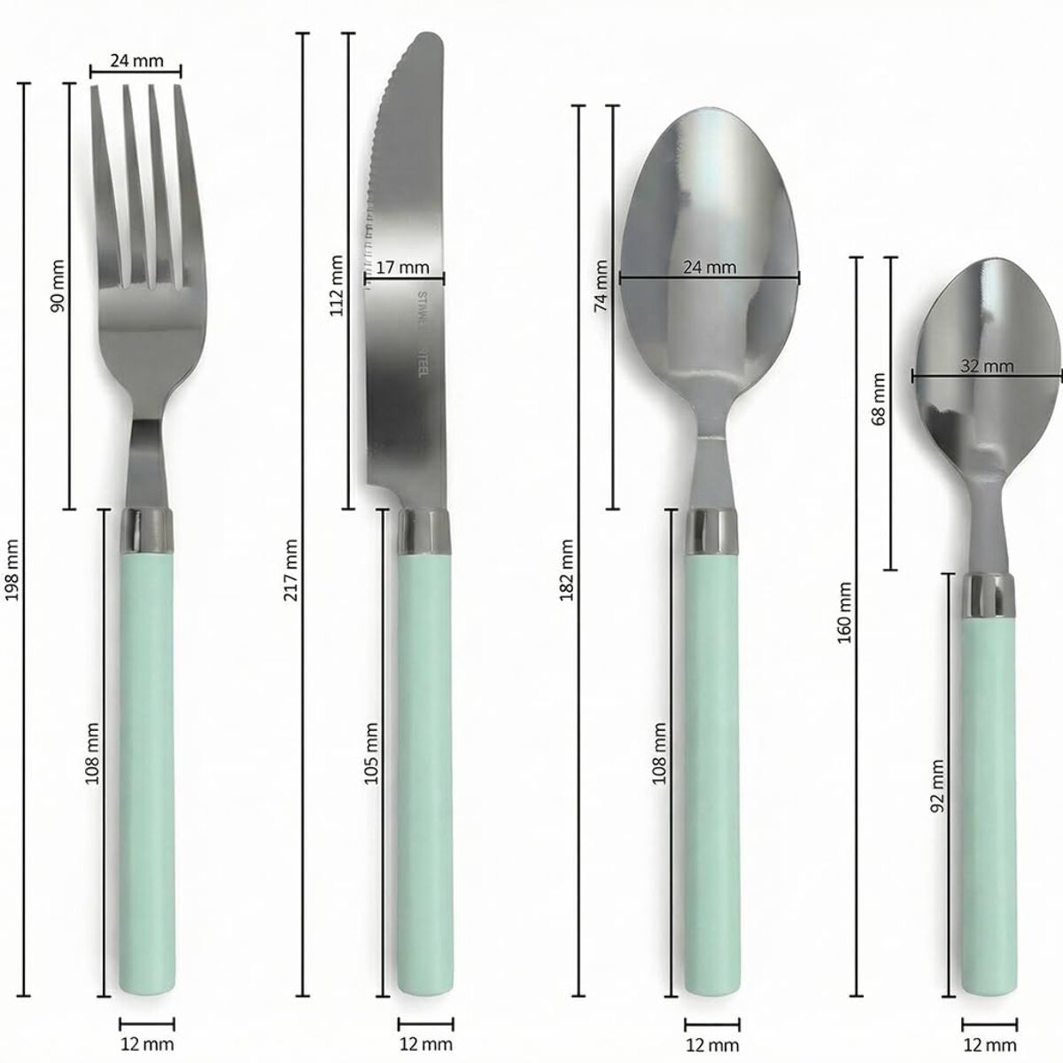 Set 24 Posate in Acciaio Inox 18/10, lavabile in lavastoviglie, design materico, Intrecci