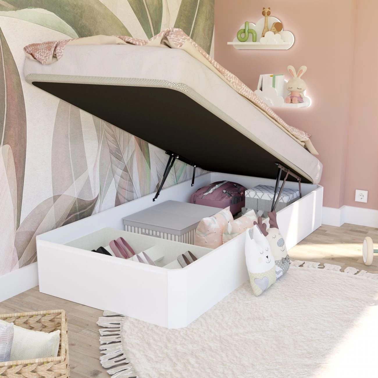 Canapé con zapatero 90x190 cm en blanco Luxury Plus 3D Blanco