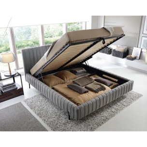 Flavio - lit coffre - 160x200 cm - sommier inclus - en simili - Gris