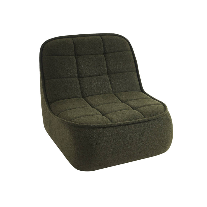 Chauffeuse bouclette texturée 1 place kaki L 93 x P 104 x H 85cm - Boni