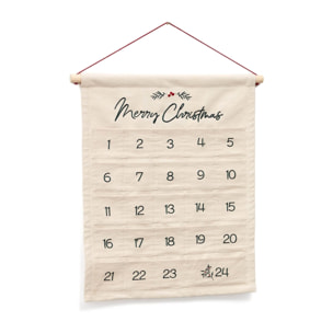 Calendario de adviento Uarda 100% algodón blanco con bordados 56 x 65 cm