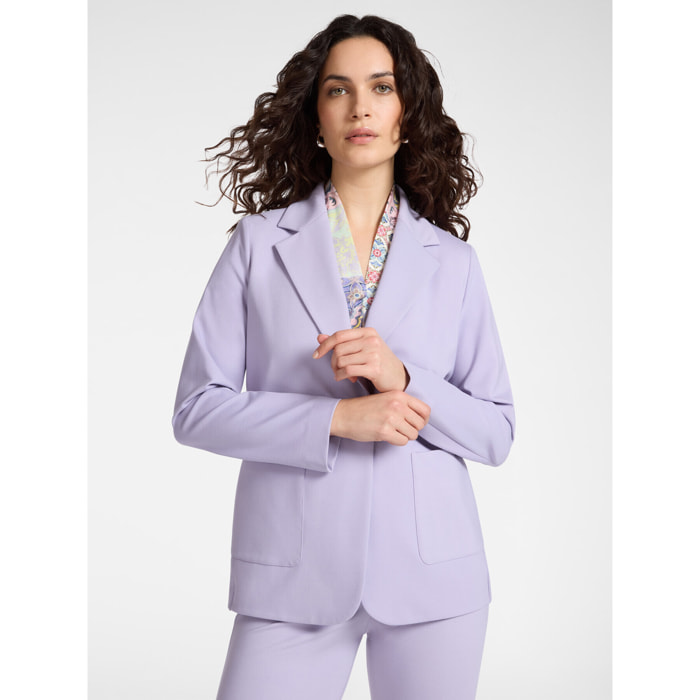 Elena Mirò - Blazer de un botón en punto Milano - Violeta